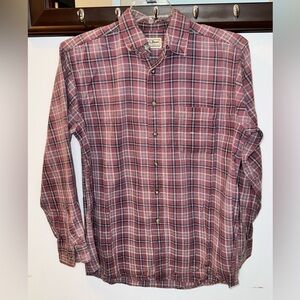 L.L. BEAN Men's Long Sleeve Faded Red Plaid Button Down Shirt Medium